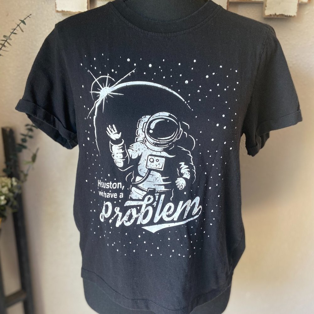 Love Peace & Lazy Days Black Space T-Shirt S
